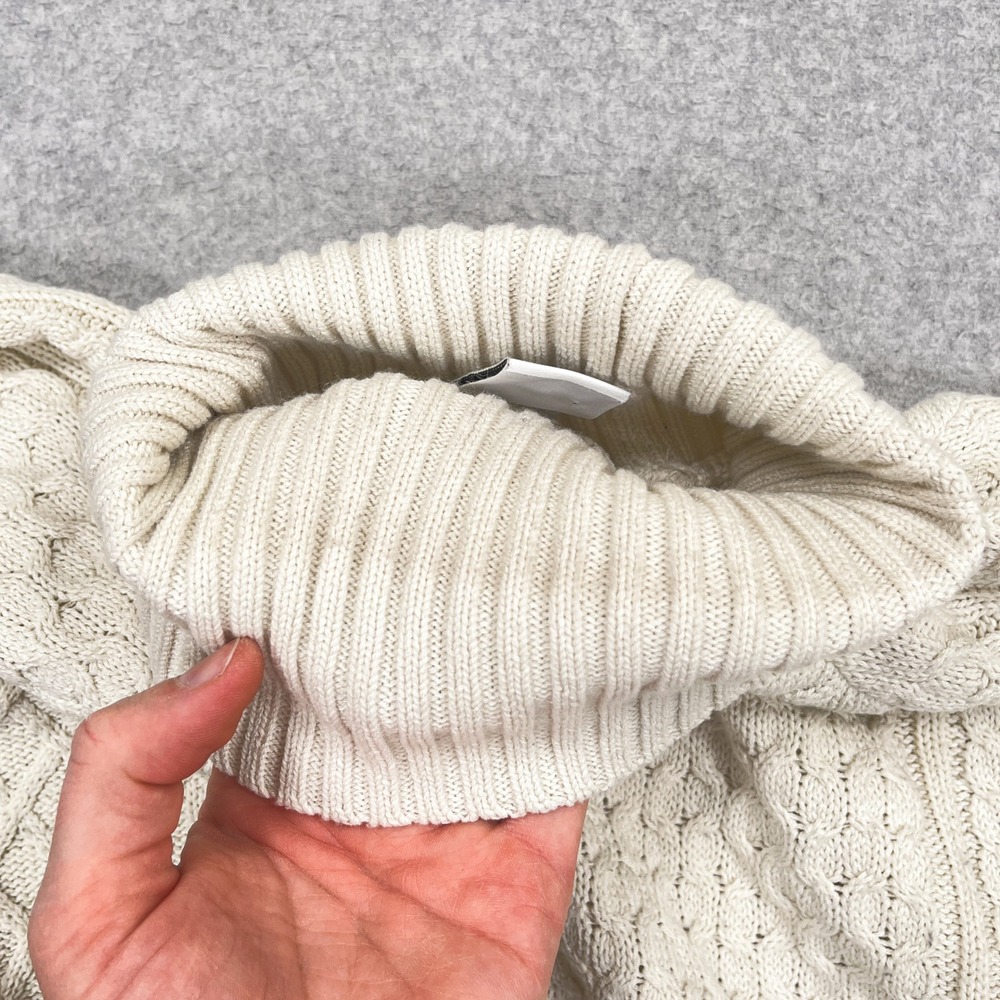 Nike Cable Knit Sweater Mens Small Ivory Turtleneck Swoosh Knit FB7770-072 - Picture 10 of 12